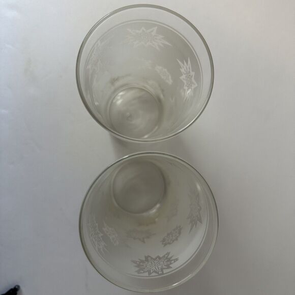 Federal Glass White Satin Frost Snowflake Starburst Highball Glasses PAIR(2) VTG - Picture 9 of 11